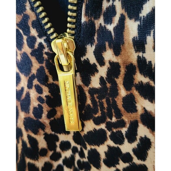 Michael Kors Cheetah Print Panel Dress Sz 6 S- Ponte Knit- Leopard - Black Brown - Picture 3 of 14